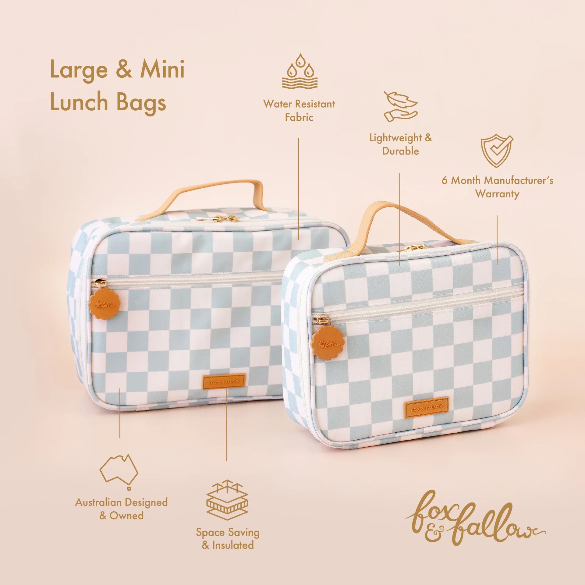 Fox & Fallow sage check large lunch bag benefits