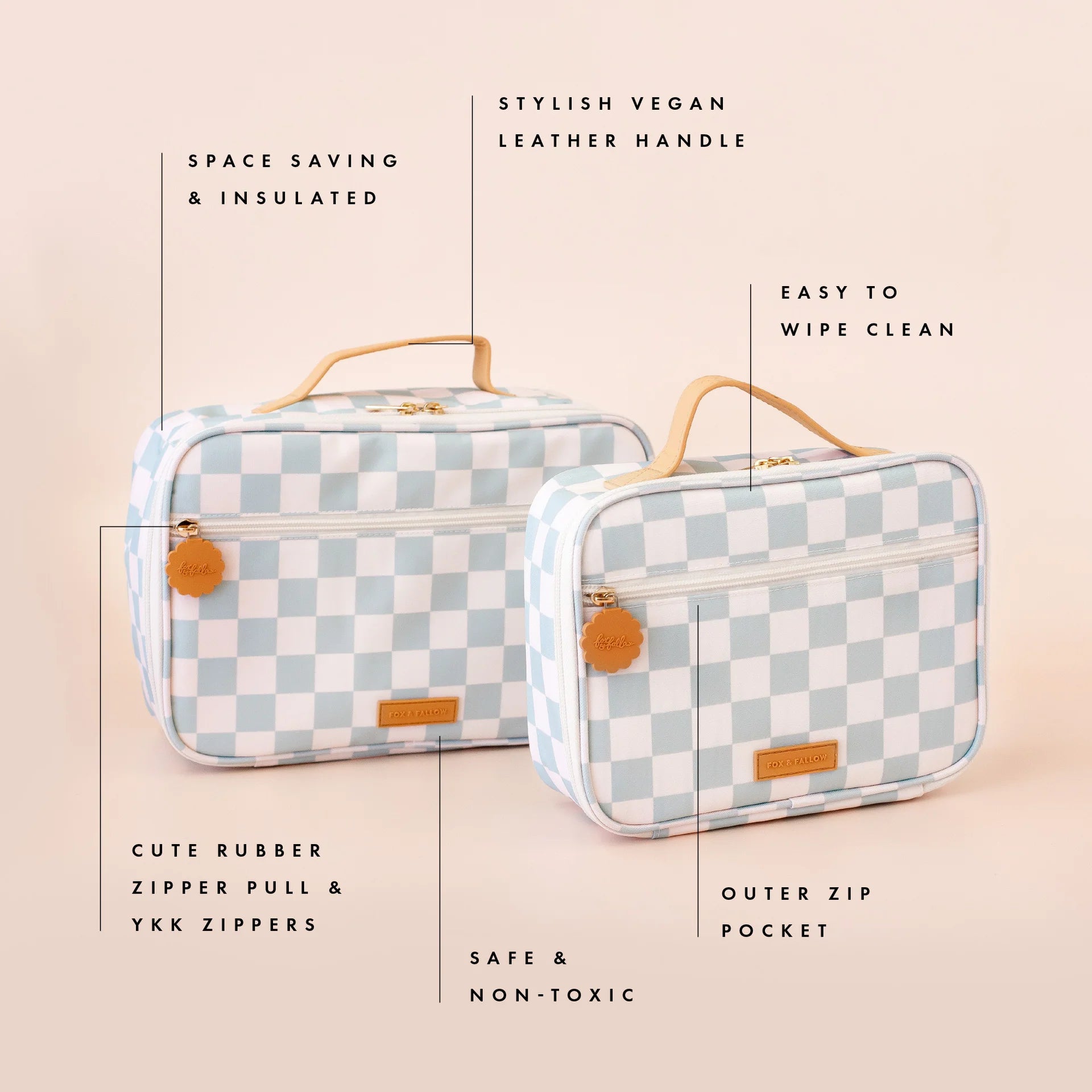 Fox & Fallow sage check large lunch bag benefits