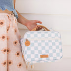 Fox & Fallow sage check large lunch bag insulated kids lunch bag with handle