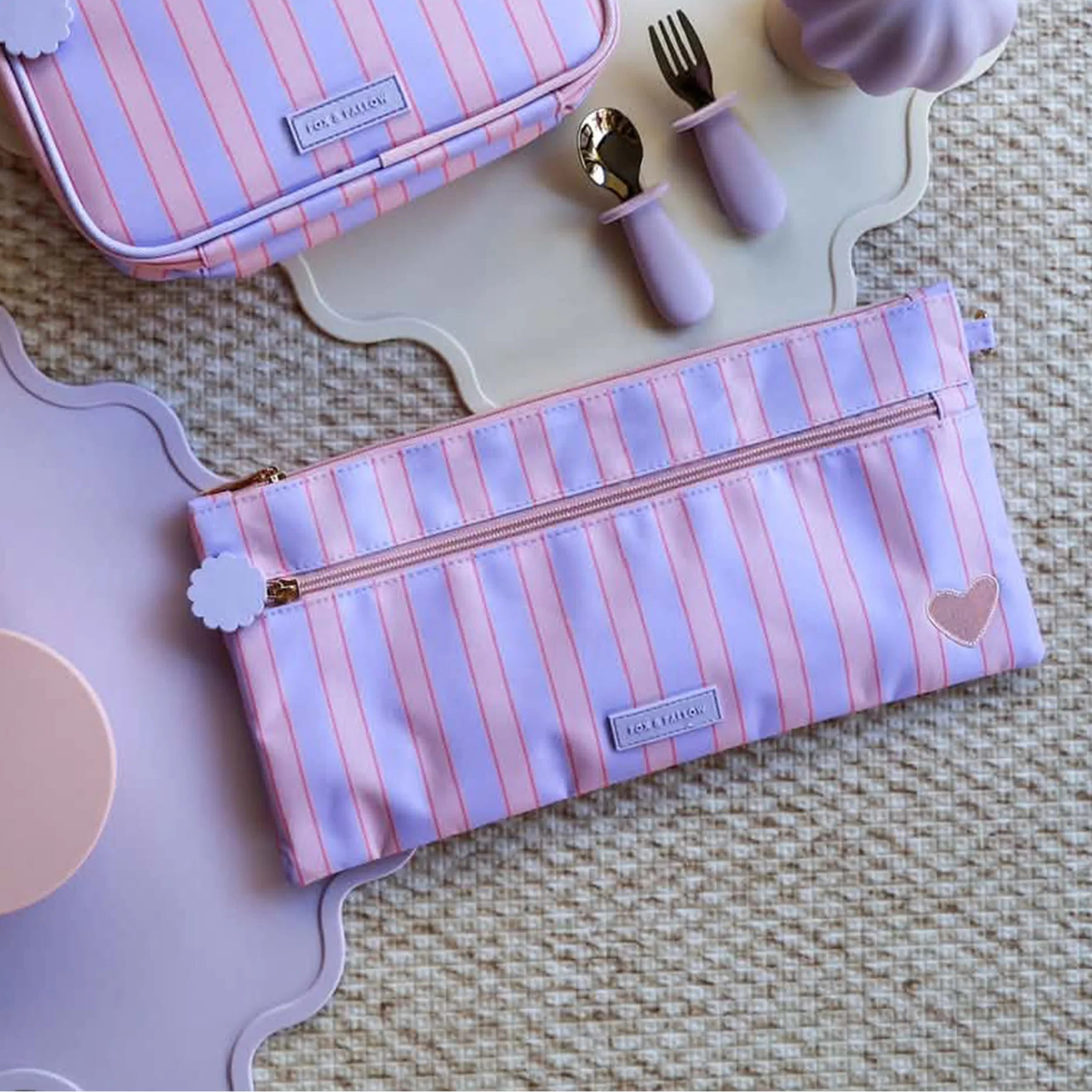 Powder Stripe Large Pencil Case - Fox & Fallow