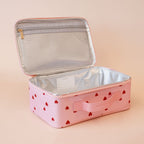 inside view zipper Fox & Fallow little hearts large lunch bag insulated kids lunch bag with handle