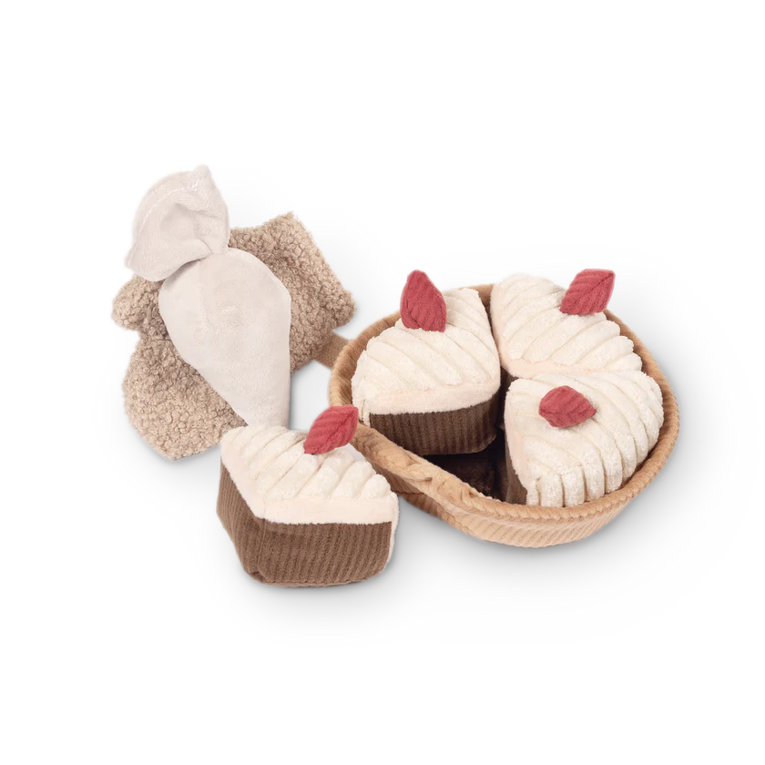 Plush cake baking pretend play set for children with soft toy baking accessories by Little Lamb Kind