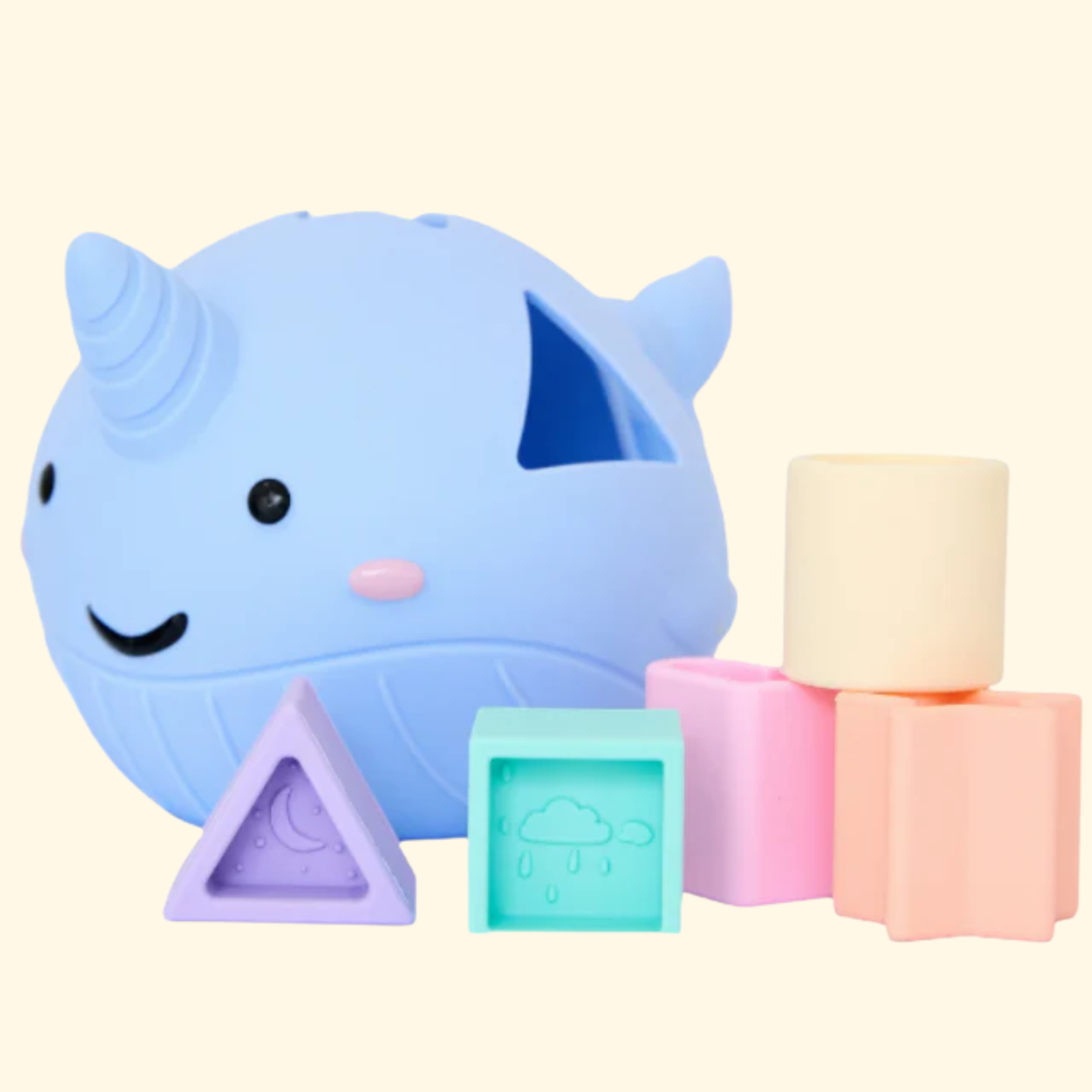 Pastel Narwhal Shape Sorter - Jellystone Designs