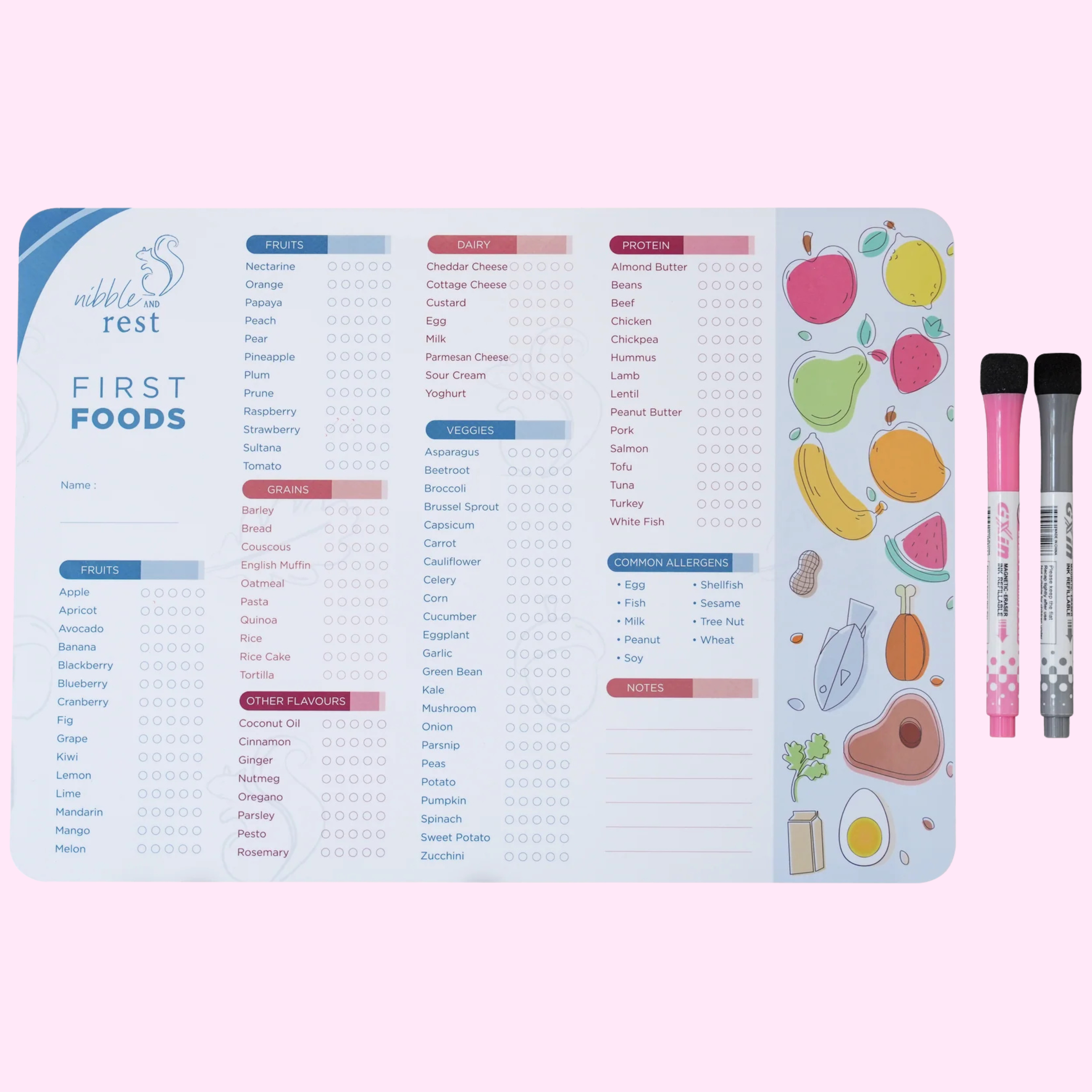 Baby's First Foods Tracker Fridge Magnet - Nibble & Rest