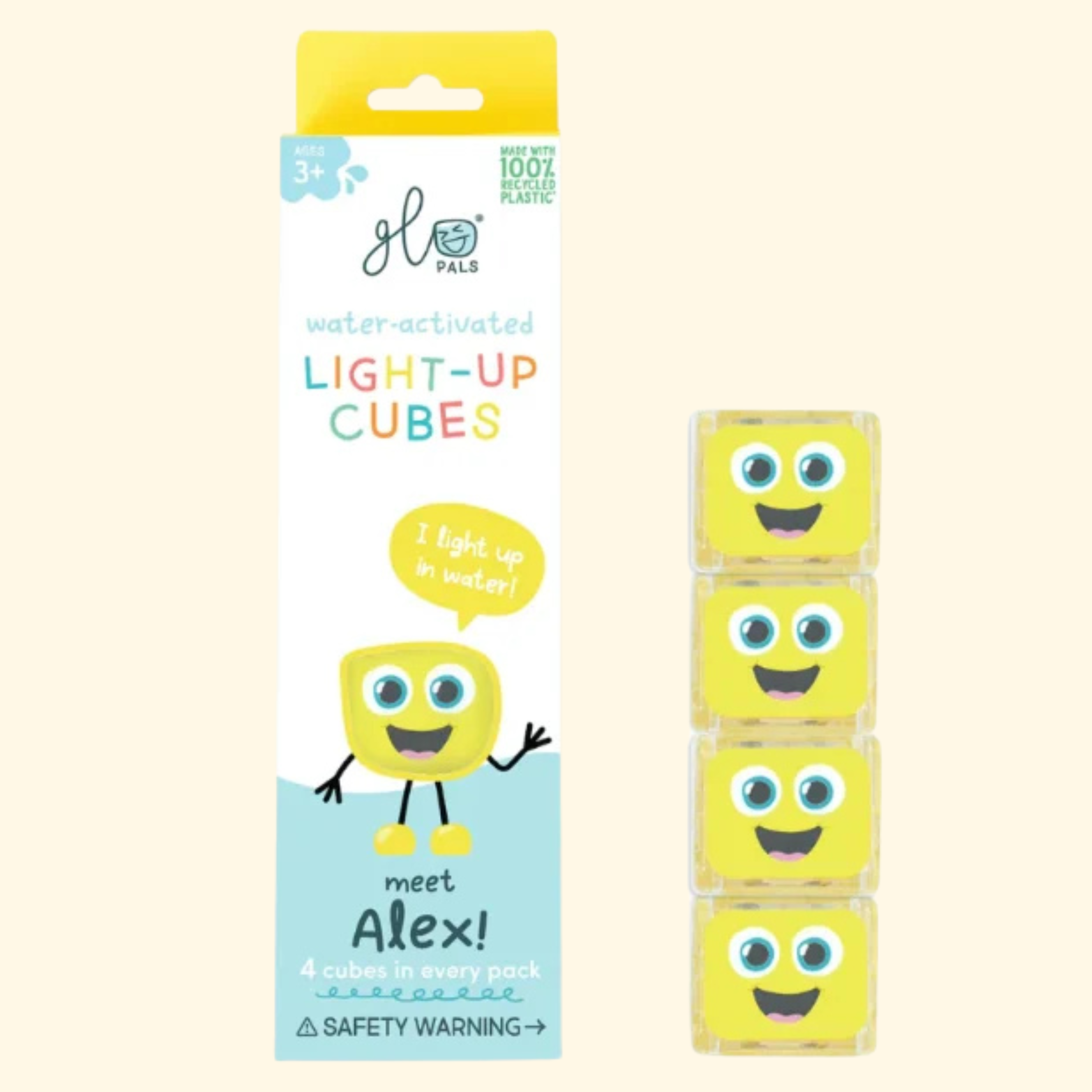 Alex Yellow Light Up Cubes - Glo Pals