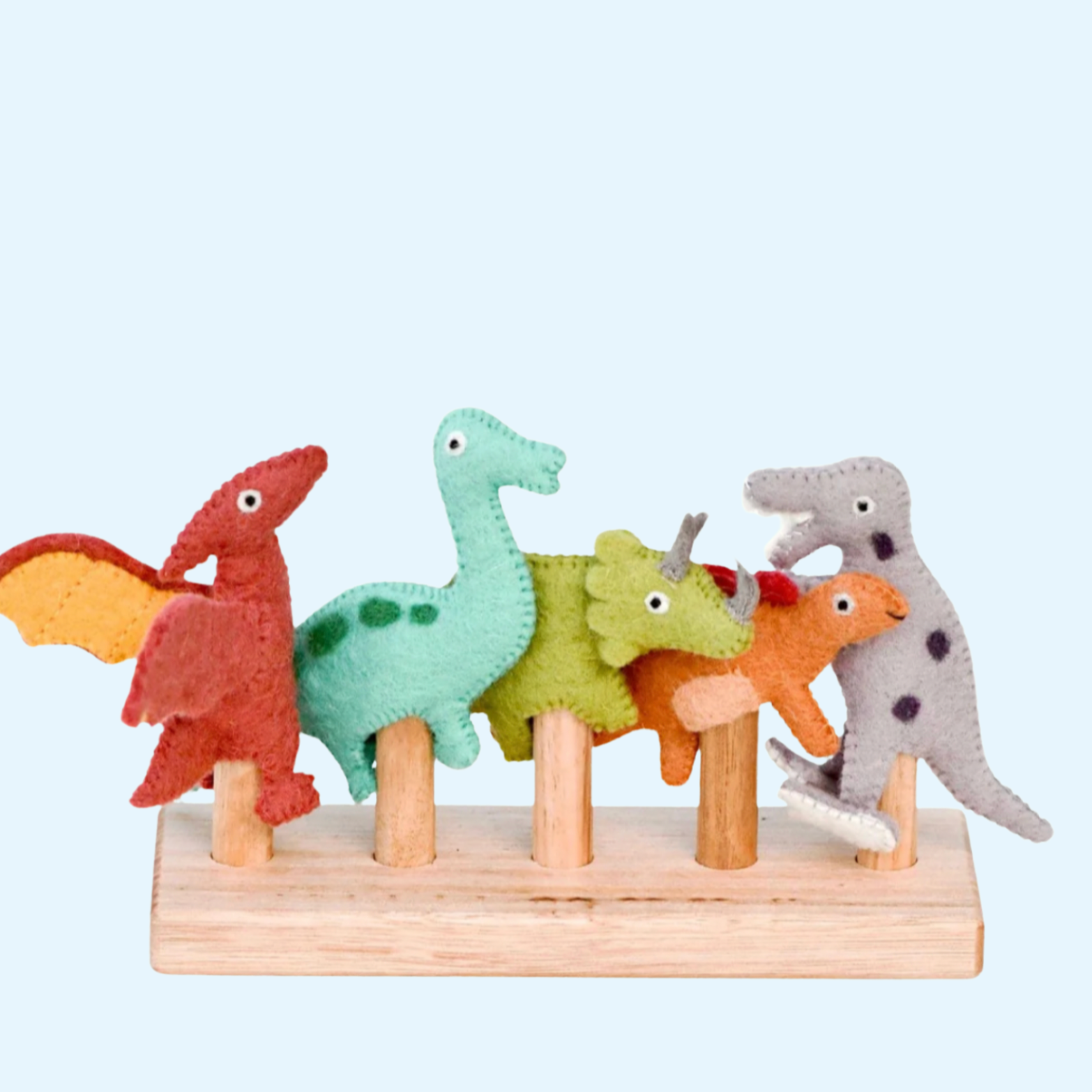 Dinosaur Felt Finger Puppet Set - Tara Treasures