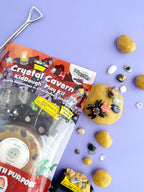 Crystal cavern KidDough pouch with mining tools, gemstone charms and sensory dough designed for hands-on pretend mining and fine motor development