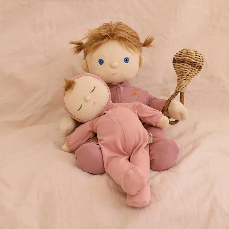 Olli Ella Moppet Dozy Dinkum doll in soft peach outfit
