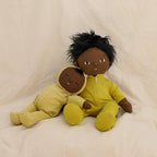 Mini Dozy Dinkum doll lying down soft baby toy yellow