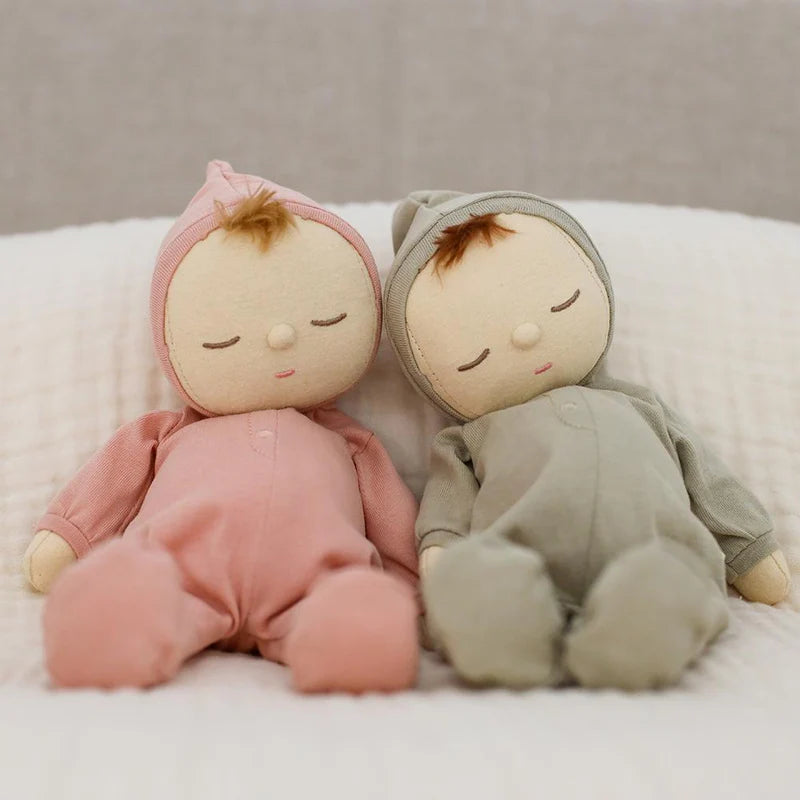 Olli Ella Pickle and moppet Dozy Dinkum doll in sage green outfit
