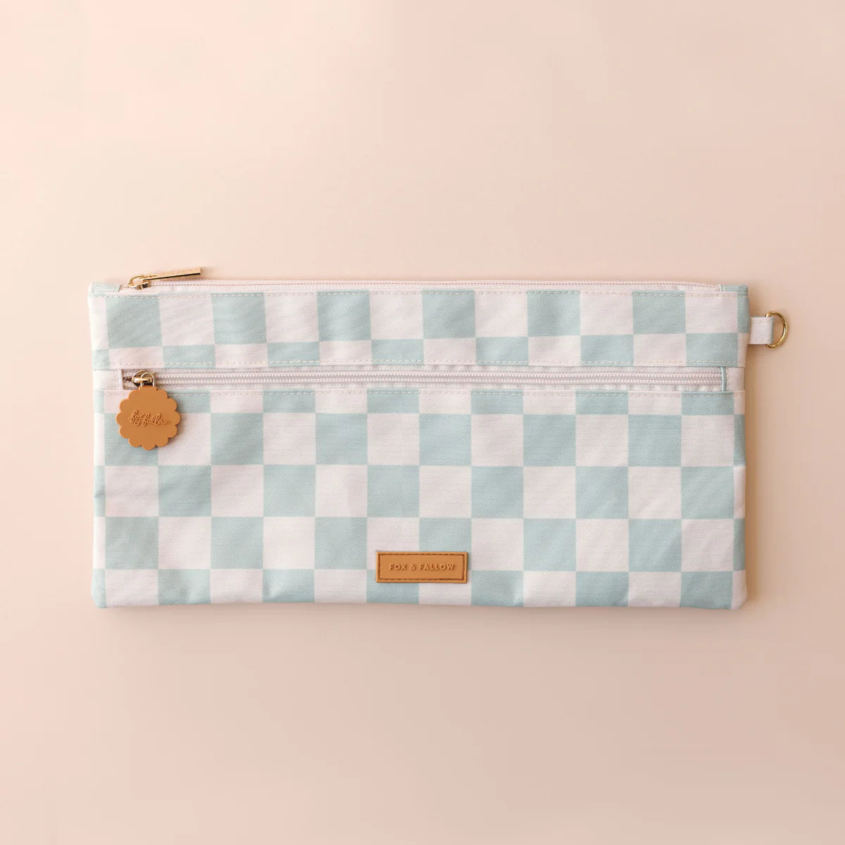 Fox & Fallow large pencil case. Spacious, durable and can be personalised with embroidery, perfect for school, highschool and everyday use. Can also get matching backpack and lunch bag. This print is sage check