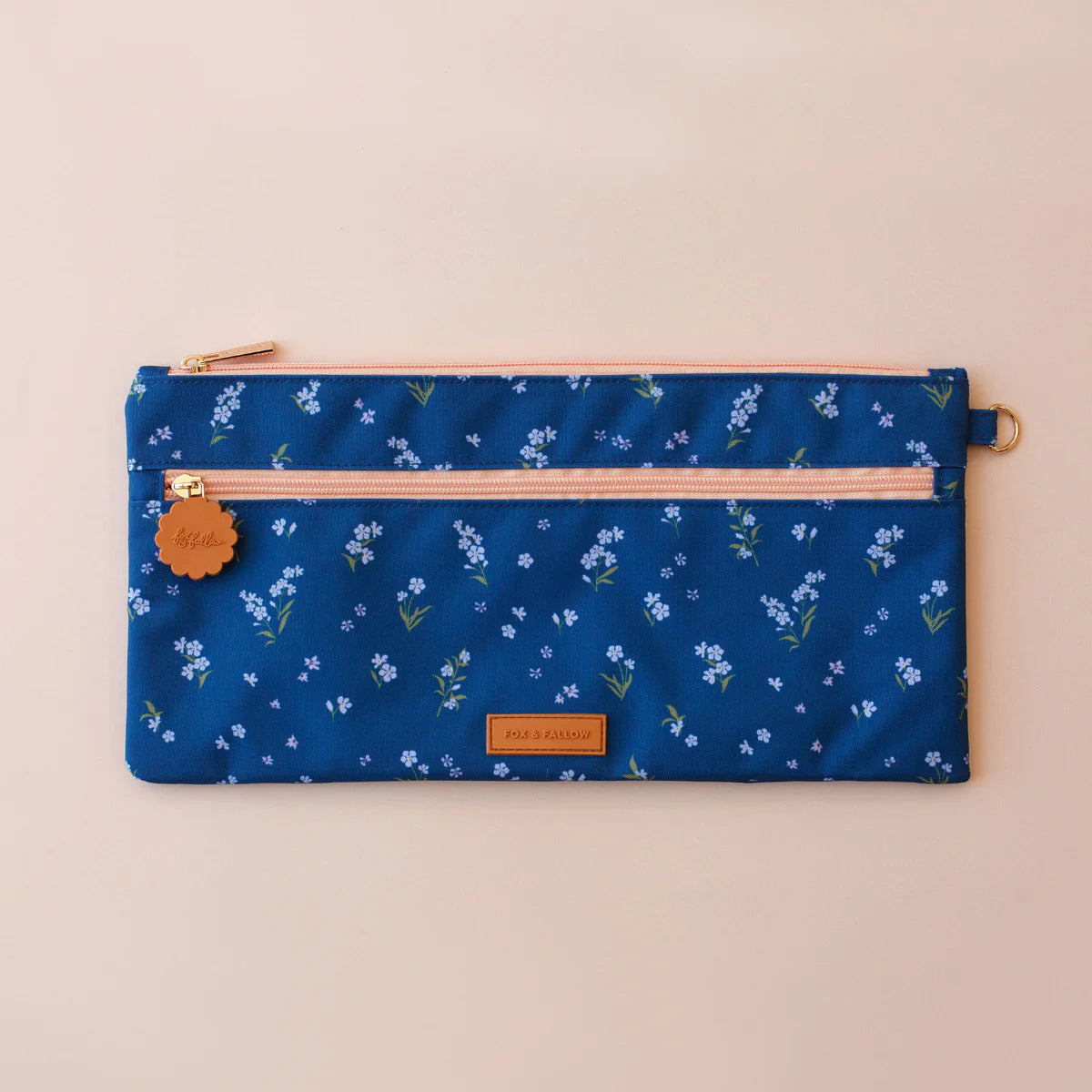 Fox & Fallow large pencil case. Spacious, durable and can be personalised with embroidery, perfect for school, highschool and everyday use. Can also get matching backpack and lunch bag. This print is forget me not