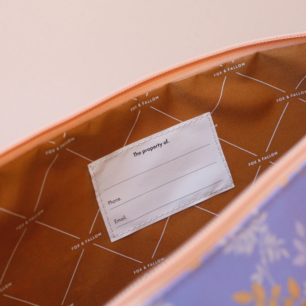 inside Fox & Fallow large pencil case. Spacious, durable and can be personalised with embroidery, perfect for school, highschool and everyday use. Can also get matching backpack and lunch bag. This print is juniper