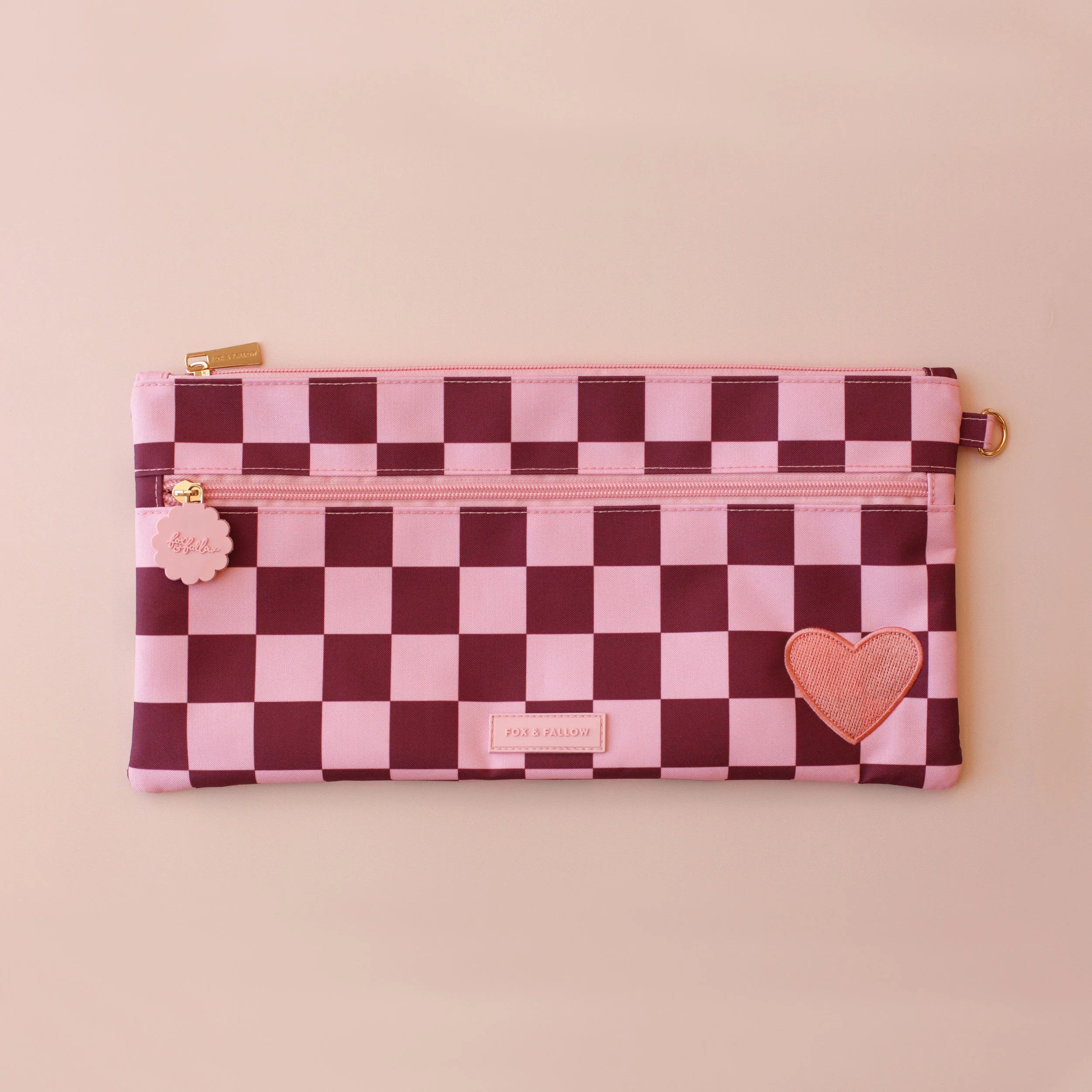 Cherry Check Large Pencil Case - Fox & Fallow