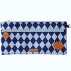 Navy Diamonds Large Pencil Case - Fox & Fallow