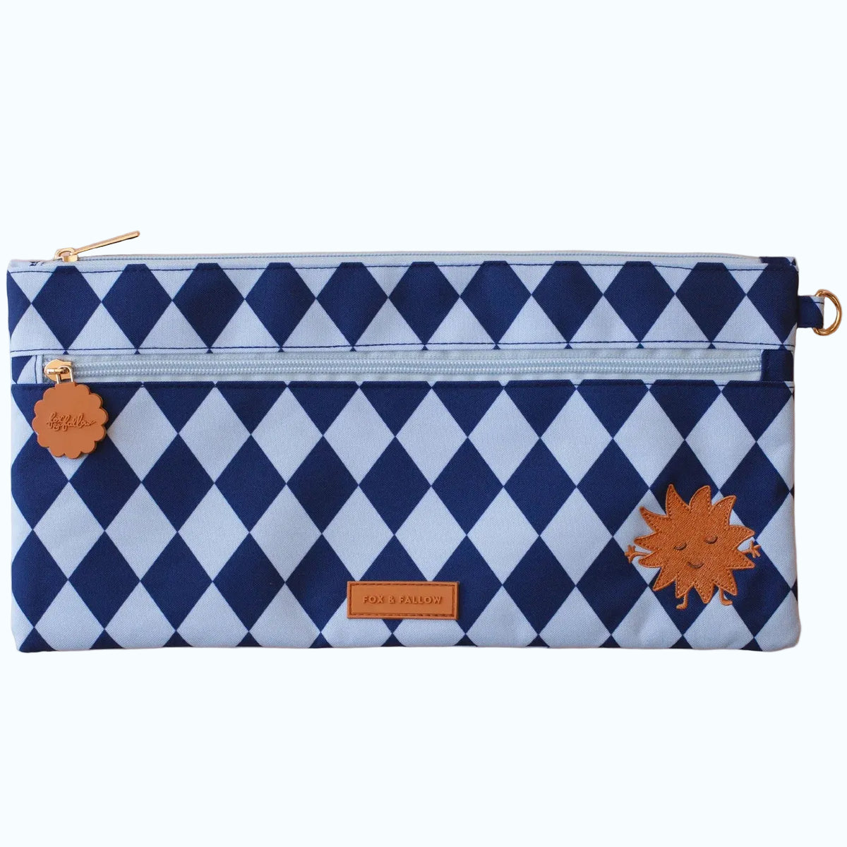 Navy Diamonds Large Pencil Case - Fox & Fallow