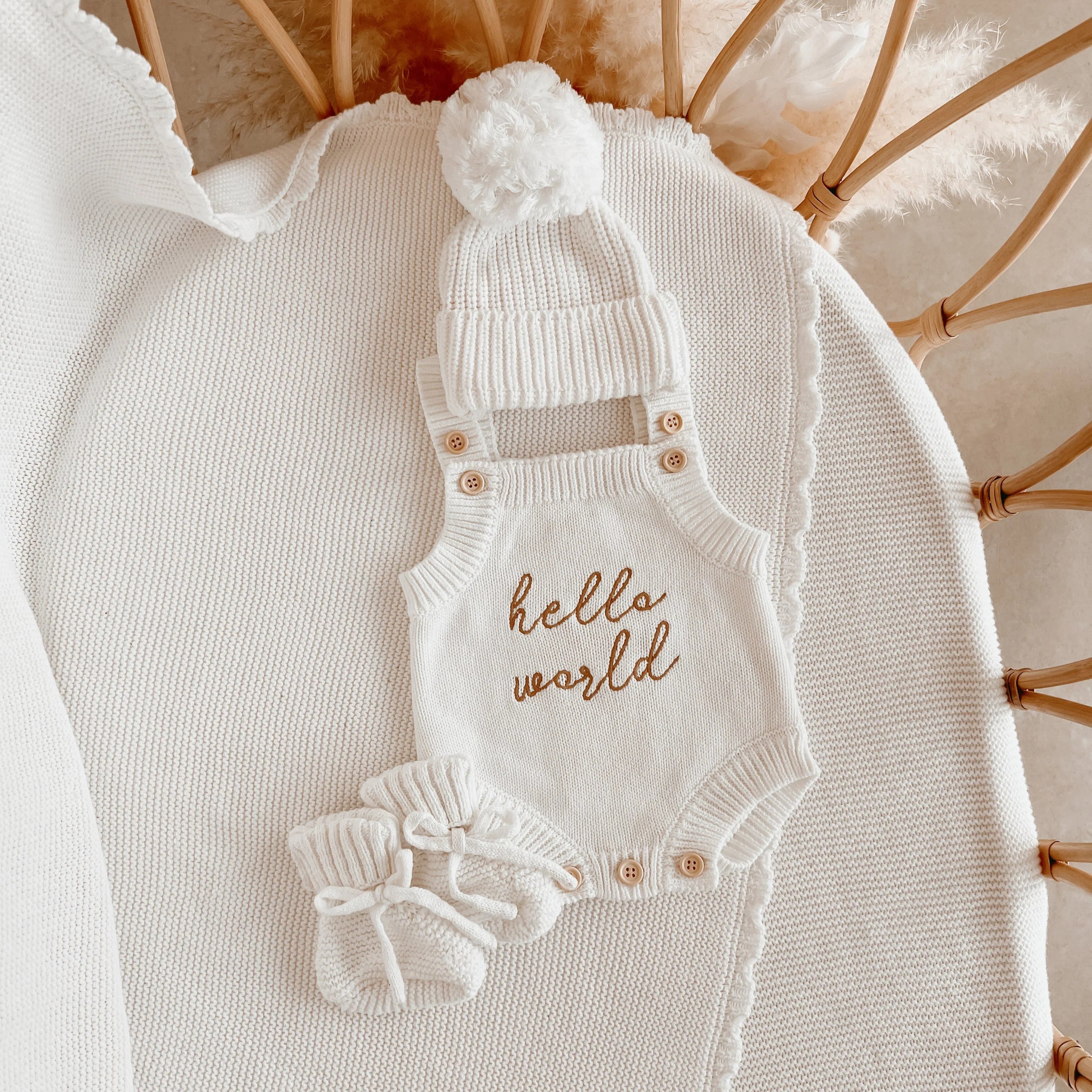 Hello World - Singlet Romper w/ Beanie | Announcement Bundle