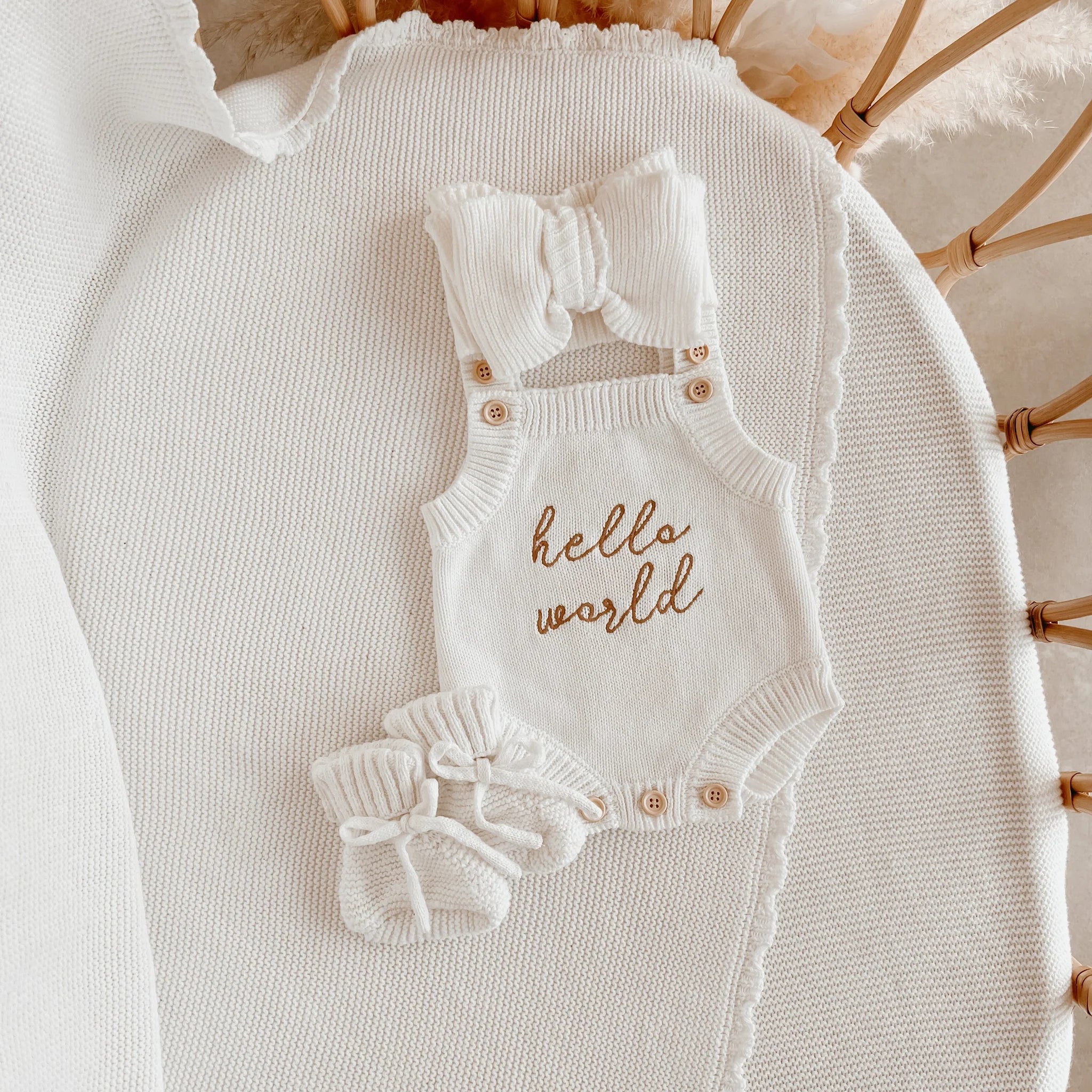 Hello World - Singlet Romper w/ Bow | Announcement Bundle