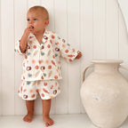 Sunny Daze Lounge Set by Blossom and Pear with coconut print button up shirt and matching shorts