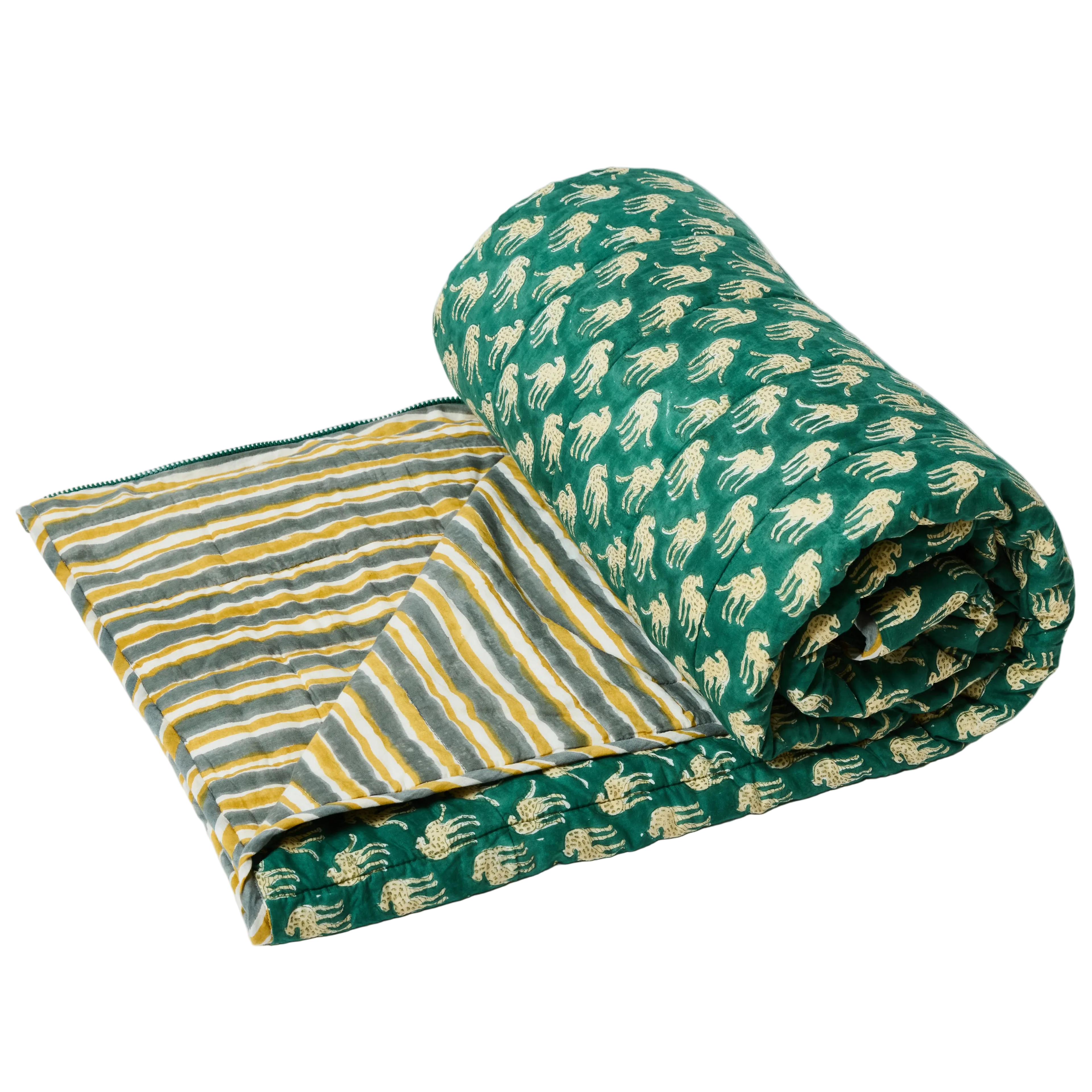 reversible kids sleeping bag set with cheetah print design