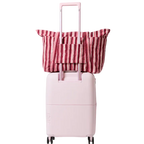 large tote bag with stripe pattern and multiple pockets