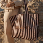 Fox & Fallow striped canvas tote bag large weekend beach bag
