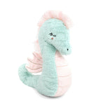 seafoam-green body and blush-pink fins shelley seahorse by brand mon ami. soft toy plushy