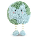 Happy Earth globe plush toy by Mon Ami with embroidered face and dangling legs