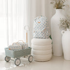 Fox & Fallow sage check lunch bags and matching backpack