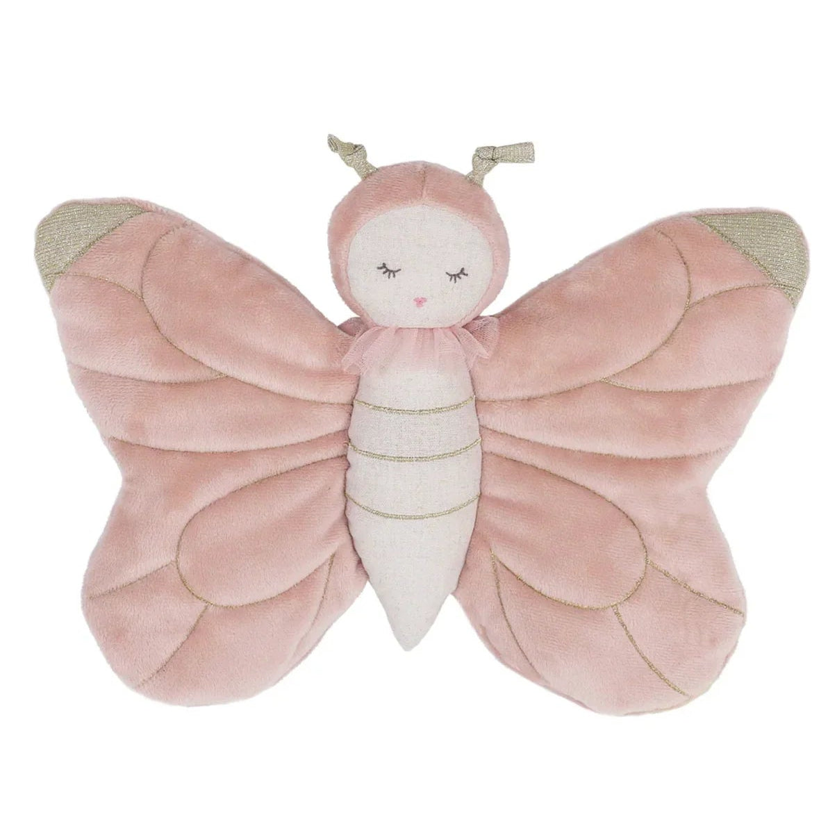 Bettina Butterfly plush toy by Mon Ami with soft blush pink wings and embroidered details
