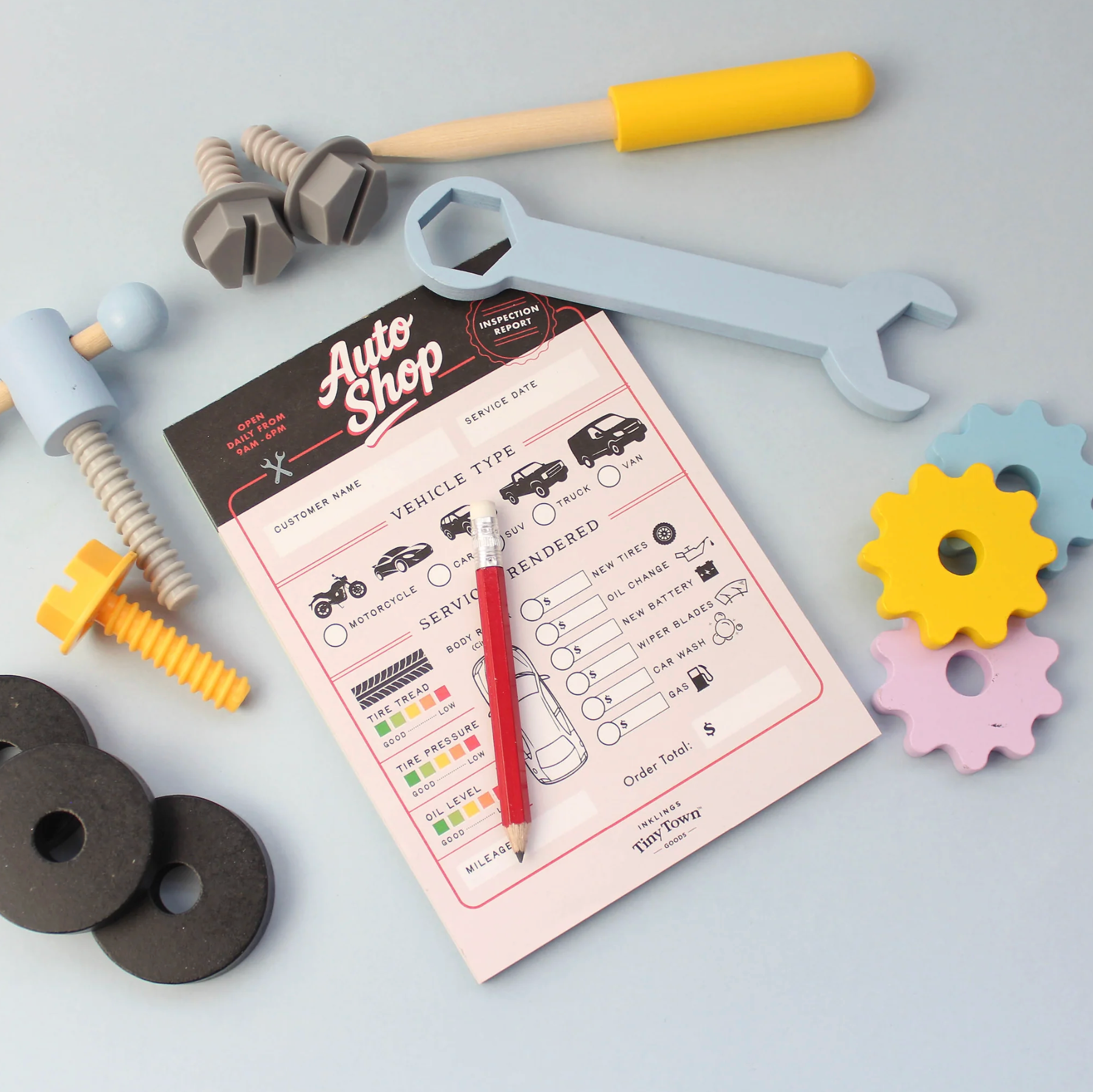 Auto Shop Tiny Town Pretend Play Notepad - Inklings Paperie