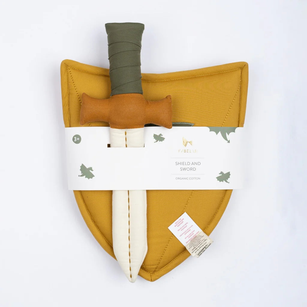 Dragon-themed role play shield and sword by Fabelab