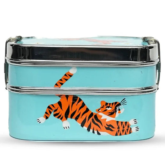 blue tiger tuckerbox stainless steel lunchbox form picnic folk