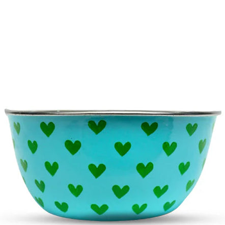 blue and green hearts stainless steel bowl picnic folk