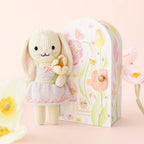 Hand-knit Tiny Lavender bunny with Tiny Home