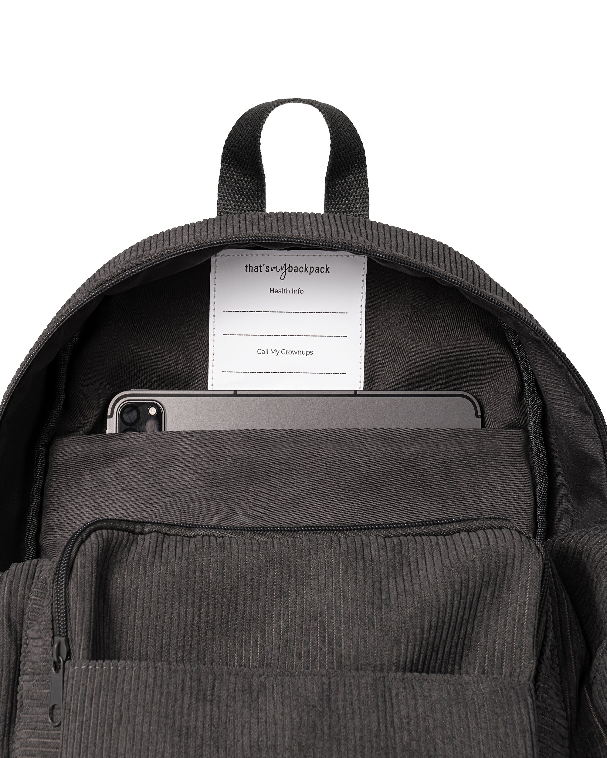 Corduroy Backpack | Charcoal