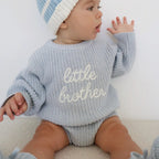Little Brother long sleeve knit baby romper in powder blue by Blossom and Pear