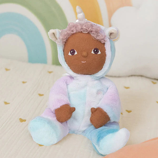 Olli Ella Uli Unicorn Dinky Dinkum doll in pastel rainbow outfit
