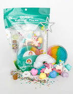 Resealable KidDough pouch with unicorn figurines, rainbow dough and magical themed accessories designed for tactile sensory play and fine motor development