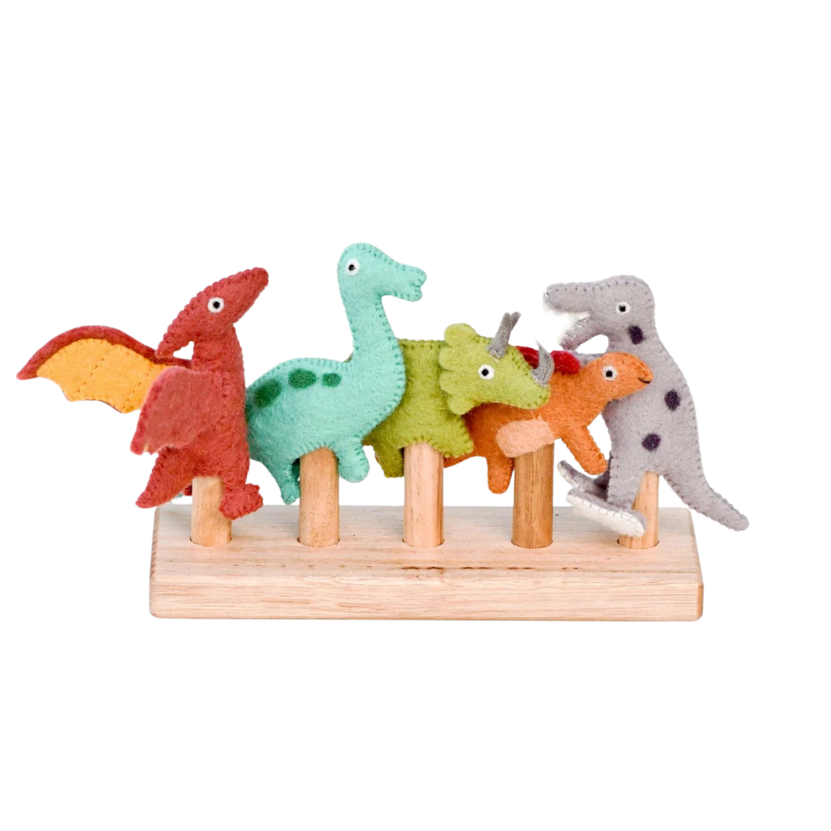 Dinosaur Felt Finger Puppet Set - Tara Treasures