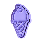 stock image of playdough/clay stamp and cutter. Eco-friendly sensory play tool by brand playsense perfect for creative and imaginative play. can also be used for cookies and baking. pictured is cherry ice cream