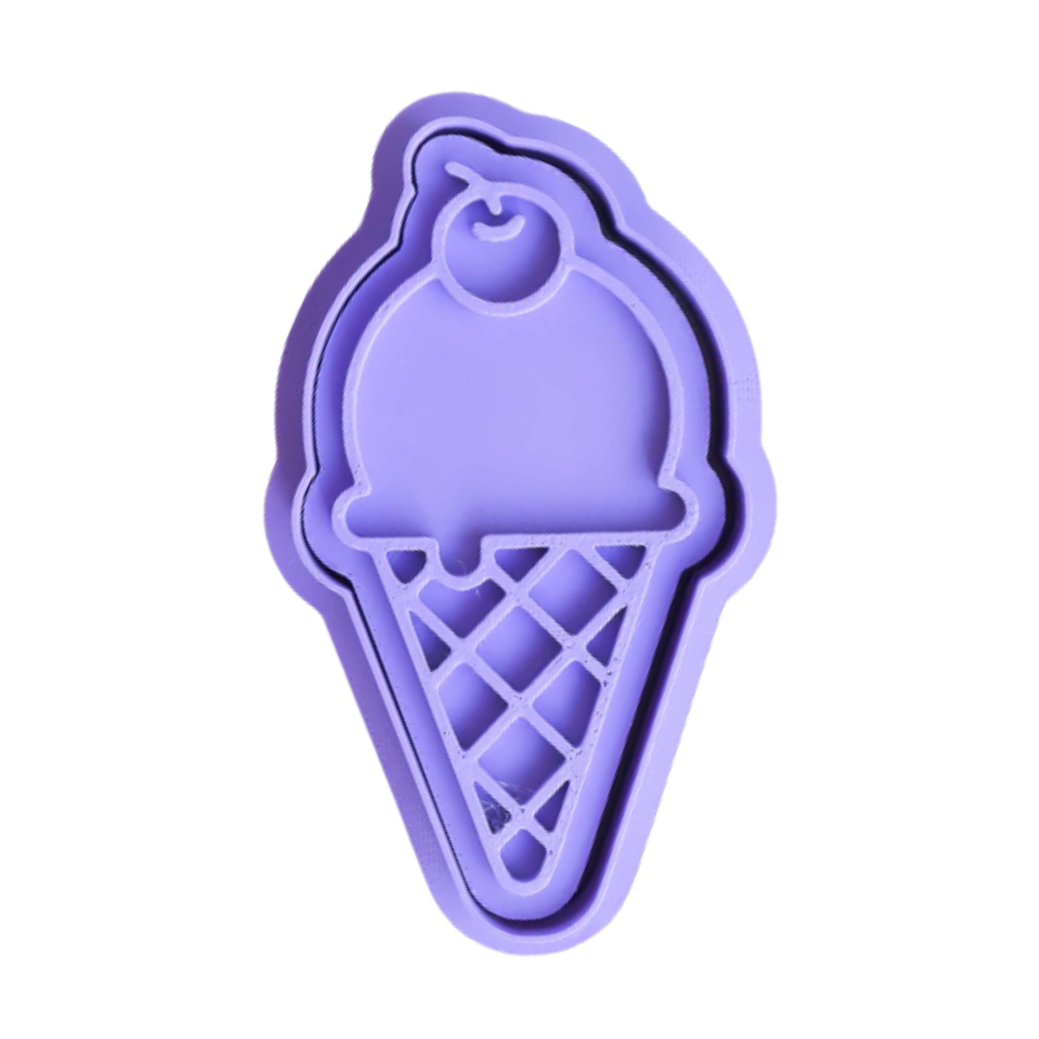 stock image of playdough/clay stamp and cutter. Eco-friendly sensory play tool by brand playsense perfect for creative and imaginative play. can also be used for cookies and baking. pictured is cherry ice cream