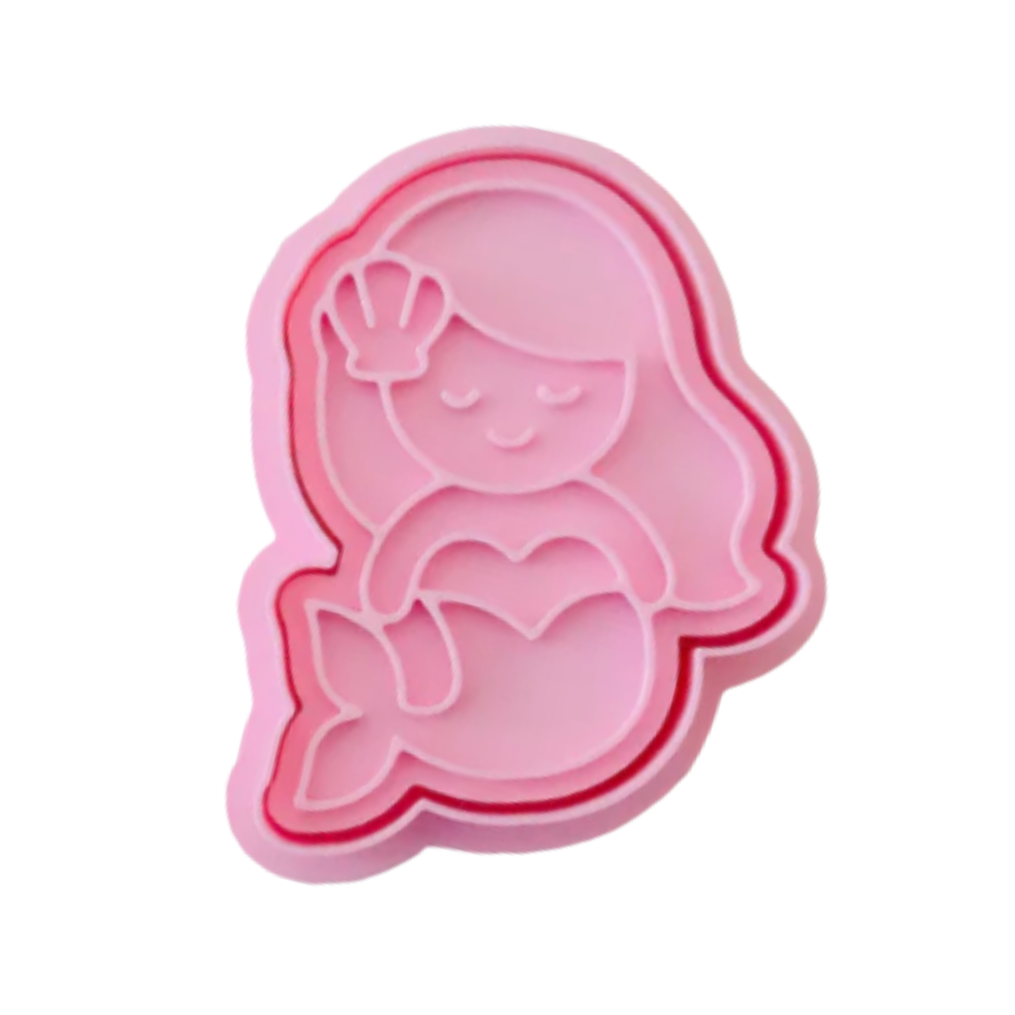 stock image of playdough/clay stamp and cutter. Eco-friendly sensory play tool by brand playsense perfect for creative and imaginative play. can also be used for cookies and baking. pictured is mermaid