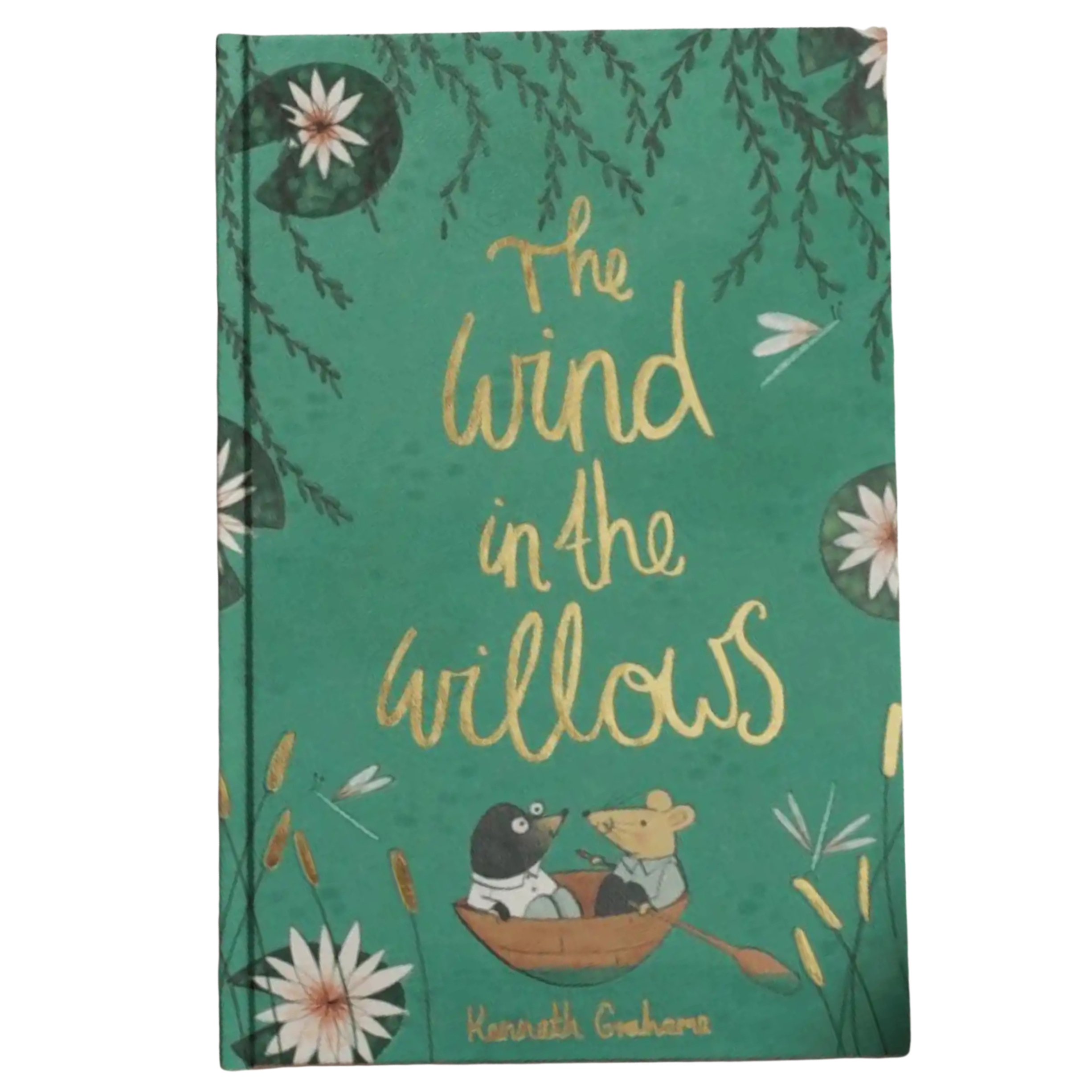 The Wind in the Willows collector’s edition hardback book with green illustrated cover and gold foil lettering by Kenneth Grahame