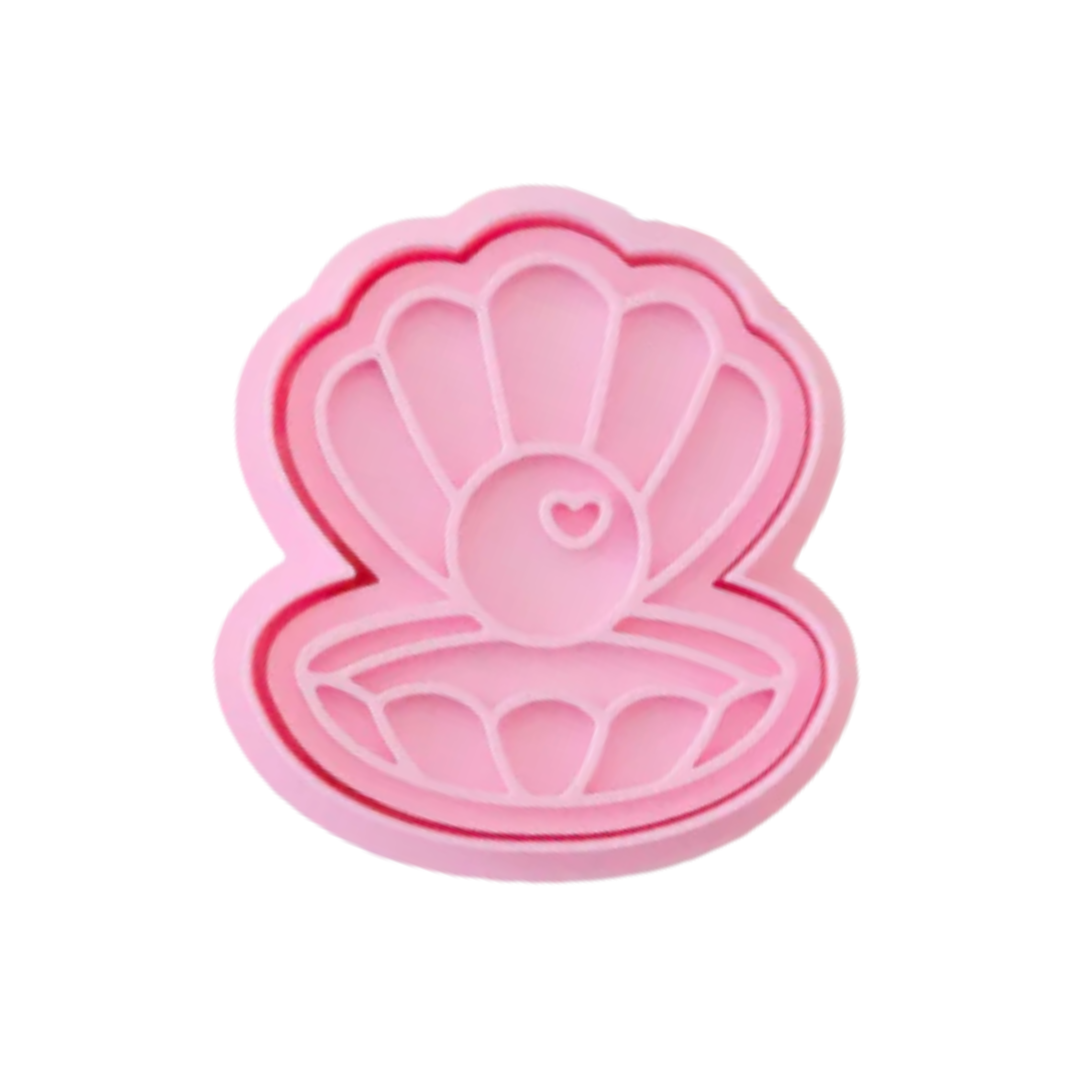 stock image of playdough/clay stamp and cutter. Eco-friendly sensory play tool by brand playsense perfect for creative and imaginative play. can also be used for cookies and baking. pictured is pearl shell
