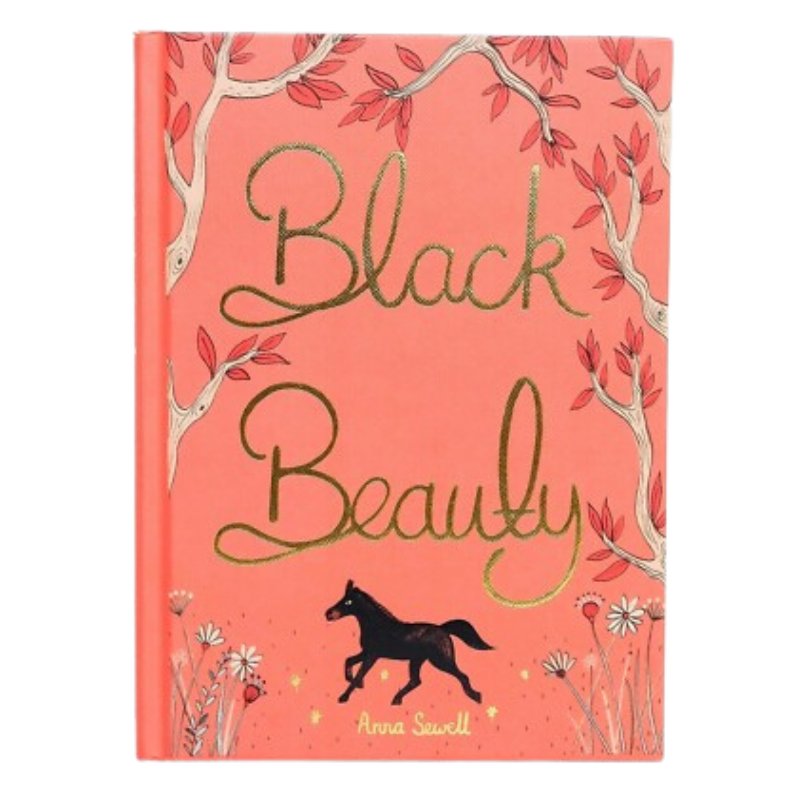 cover of Black Beauty collector’s edition hardback book with illustrated cover and gold foil lettering by Anna Sewell