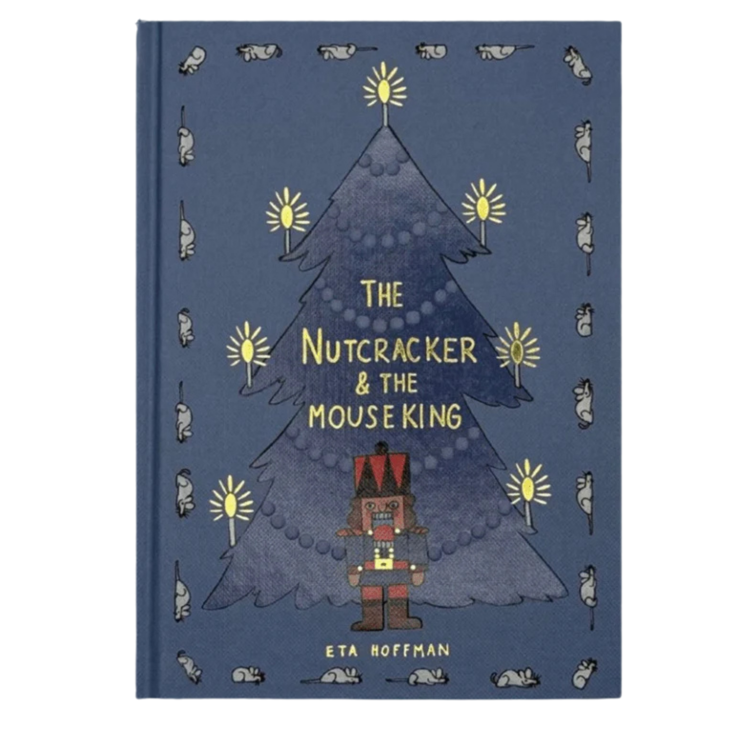 front of The Nutcracker & The Mouse King collector’s edition hardcover book with blue illustrated cover, gold foil title, festive Christmas design.