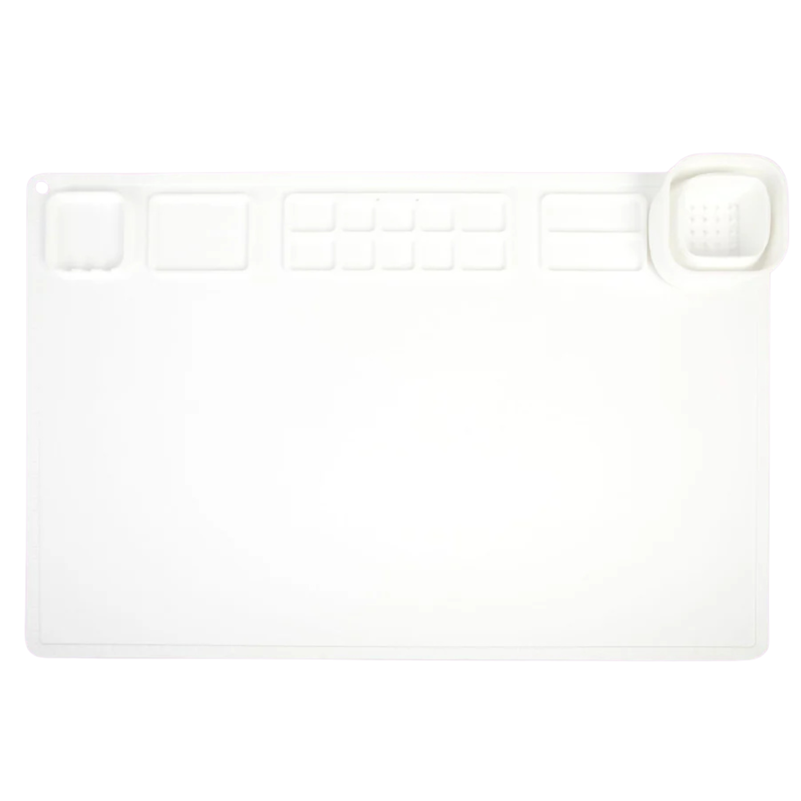 the Re-CRAFT-able Silicone Creativity Mat Set in white with silicone craft mat and cup. A fun and practical solution for mess free creative play. made by little change creators
