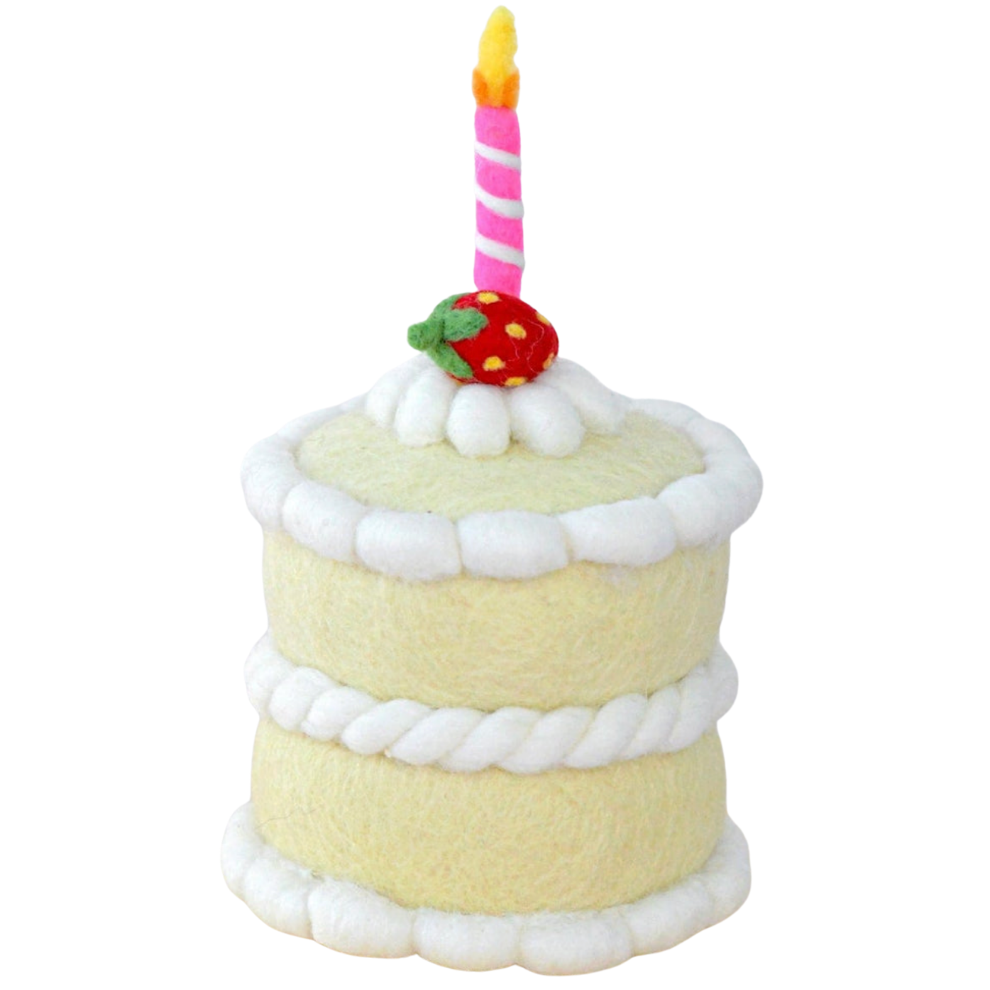 Strawberry Shortcake Birthday Cake + Candle Felt Food - Tara Treasures