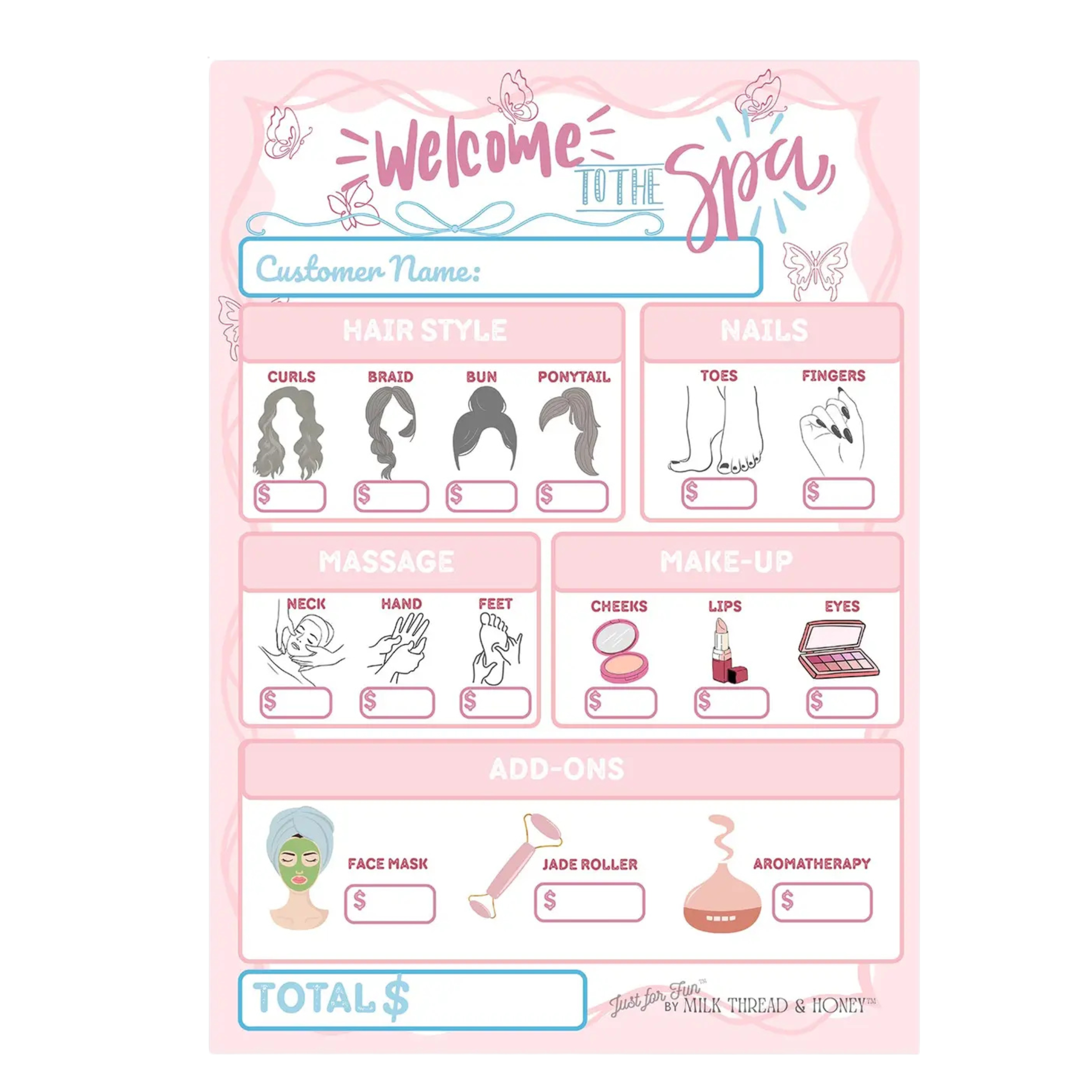 Spa Day Pretend Play Notepad - Milk, Thread & Honey